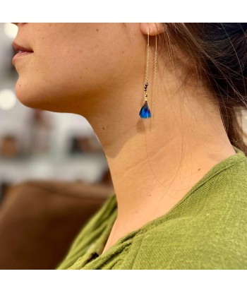 Boucles d'Oreilles RIVER Paon Bleu Paris Déstockage Promo