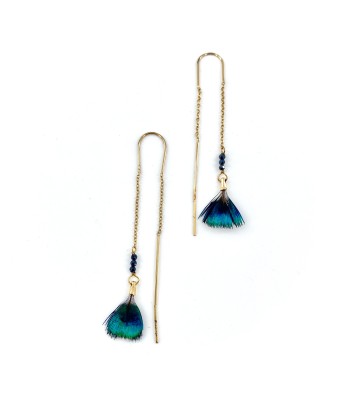 Boucles d'Oreilles RIVER Paon Bleu Paris Déstockage Promo