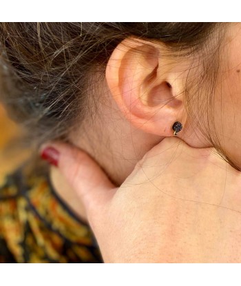 Boucles d'Oreilles Puces en Druzy Noir Les êtres humains sont 