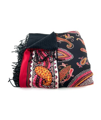 Étole Alpaga Noire Doublée Foulard Black sur le site 