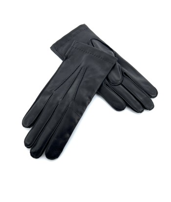 Gants en Cuir Noir Doublés Laine les ctes