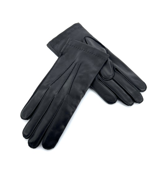 Gants en Cuir Noir Doublés Laine les ctes