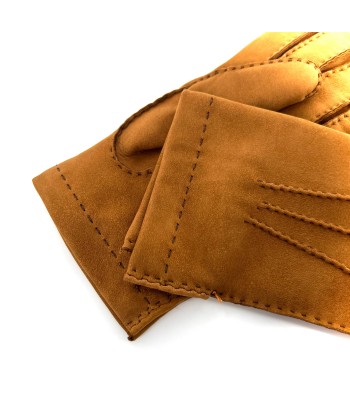 Gants en Cuir Nubuck Whisky Doublés Laine À commander