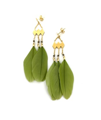 Boucles d'Oreilles JAHIA en Plumes Vert d'Eau de technologie