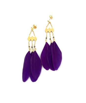 Boucles d'Oreilles JAHIA en Plumes Violet vous aussi creer 