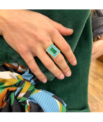 Bague MARA en Turquoise et Onyx Vert Jusqu'à 80% De Réduction