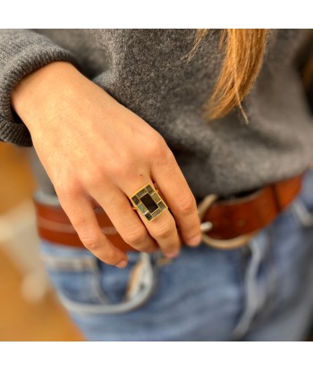 Bague MARA en Onyx Texturé et Labradorite Economisez 