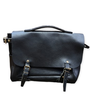 Sac POSTIER ÉCLAIR M en Cuir Noir en linge