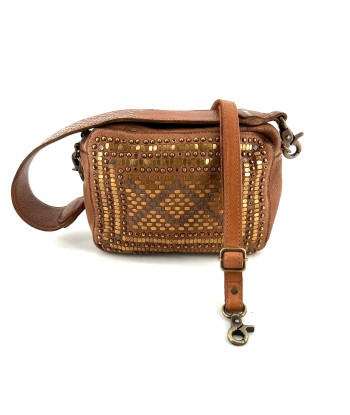 Petit Sac en Cuir Ocre et Clous Plats Bicolores 50% de réduction en Octobre 2024