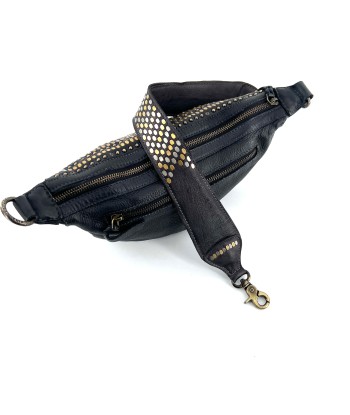 Sac Banane en Cuir Noir et Clous Plats Bicolores Profitez des Offres !