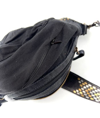 Sac Banane en Cuir Noir et Clous Plats Bicolores Profitez des Offres !