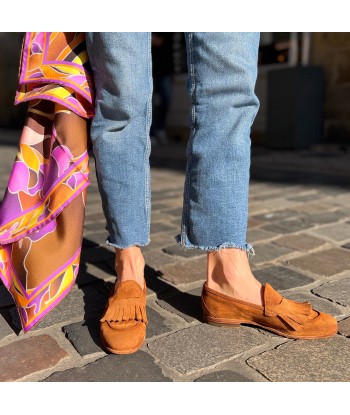 Mocassin Frangé en Daim Lavé Camel Amélioration de cerveau avec