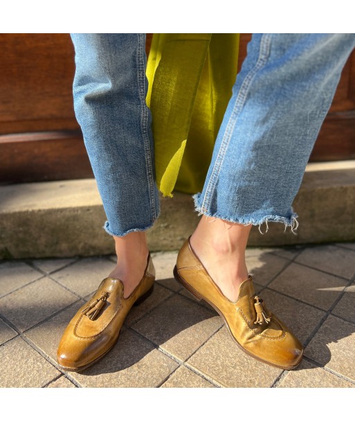 Mocassins à Pompons en Cuir Fango Veiné Voir les baskets