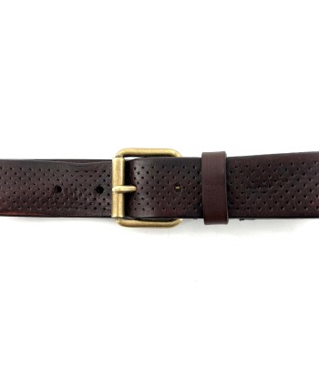 Ceinture en Cuir Perforé Marron soldes