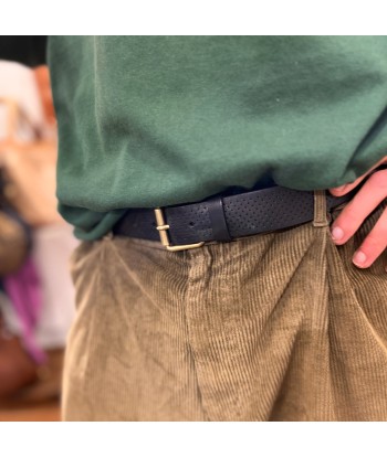 Ceinture en Cuir Perforé Noir l'achat 