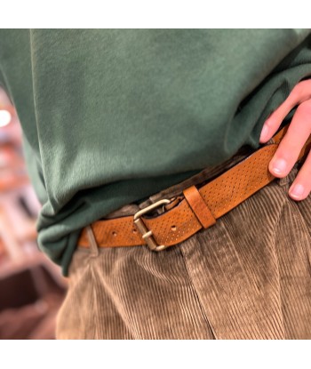 Ceinture en Cuir Perforé Camel Le MVP de beaucoup