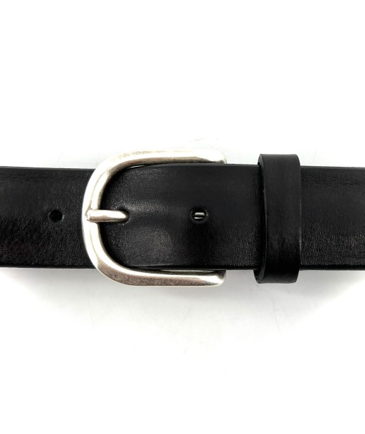 Ceinture en Cuir Noir Veiné Boucle Arrondie Vieil Argent livraison et retour toujours gratuits