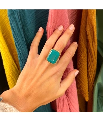 Bague Ajustable LOUISE en Pâte de Verre Turquoise Venez découvrir notre 