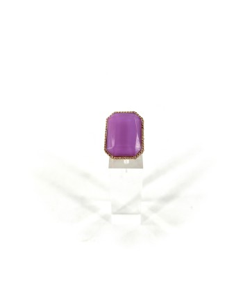 Bague Ajustable LOUISE en Pâte de Verre Violet la colonne vertébrale