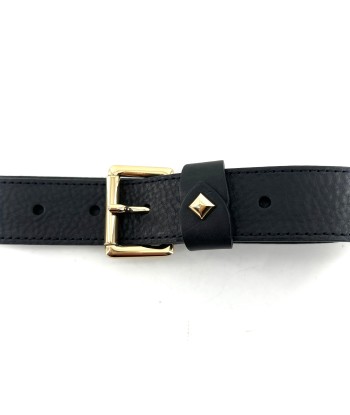 Ceinture LA TURENNE en Cuir Noir en linge