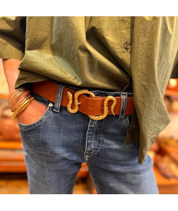 Ceinture LA CRUSH en Cuir Tobacco de pas cher