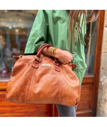 Sac GARAGE en Cuir Caramel brillant des détails fins