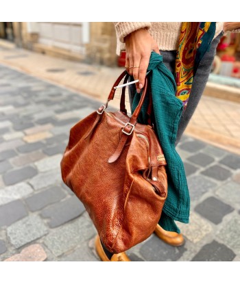 Sac PLAZA en Cuir Caramel basket pas cher