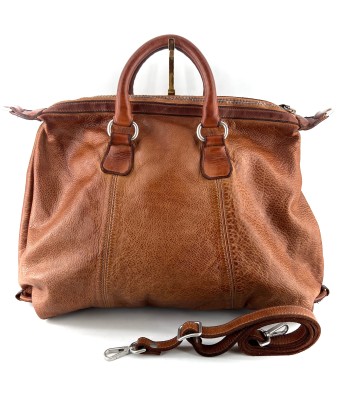 Sac GARAGE en Cuir Caramel brillant des détails fins