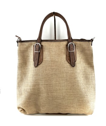 Sac MICHELLE en Paille Enduite et Cuir Gray Tea Voir les baskets