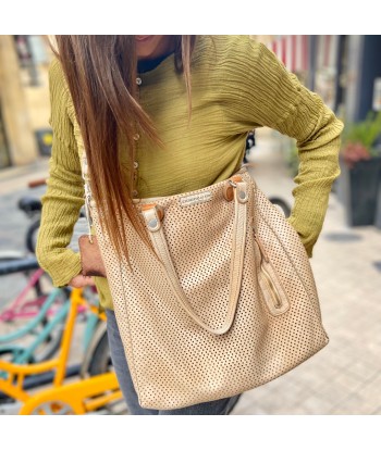 Sac OUTDOOR en Cuir Perforé Latte l'achat 