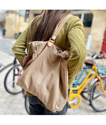 Sac OUTDOOR en Cuir Perforé Latte l'achat 