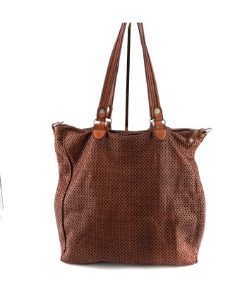 Sac OUTDOOR en Cuir Perforé Caramel pas cher chine