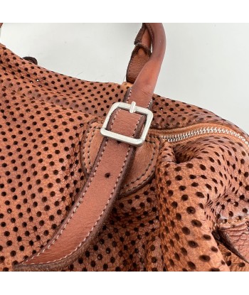 Sac PLAZA en Cuir Perforé Caramel 50-70% off 