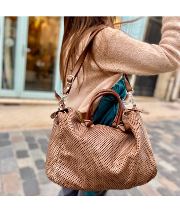 Sac PLAZA en Cuir Perforé Latte ou a consommer sur place