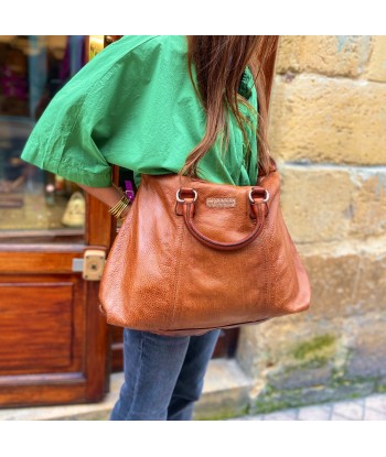 Sac GARAGE en Cuir Caramel brillant des détails fins