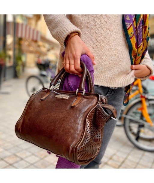 Sac ALGHERO en Cuir et Cuir Perforé Oak Brown 2 - 3 jours ouvrés.