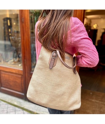 Sac MICHELLE en Paille Enduite et Cuir Gray Tea Voir les baskets