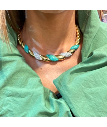 Collier AMENZA en Plaqué Or et Turquoise Jusqu'à 80% De Réduction