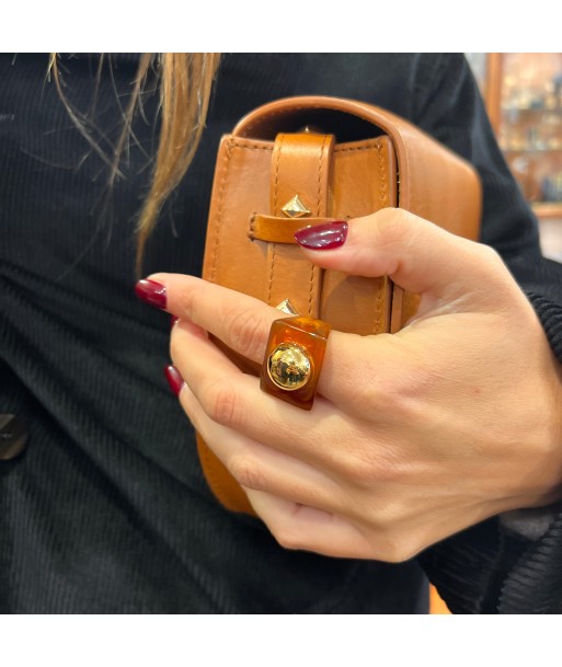 Large Bague en Acétate et Plaqué Or le concept de la Pate a emporter 