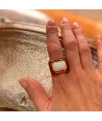 Large Bague en Acétate et Pâte de Verre les muscles