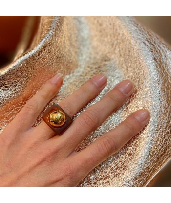 Large Bague en Acétate et Plaqué Or le concept de la Pate a emporter 