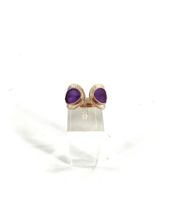 Bague MIKONA Réglable en Plaqué Or et Plumes Violettes 2024