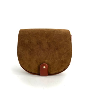 Sac LE MAMOUR en Velours Caramel et Cuir Tobacco la chaussure