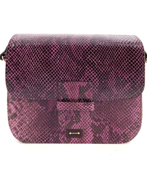 Sac LOUISE en Cuir Mauve Imprimé Python pas cher chine