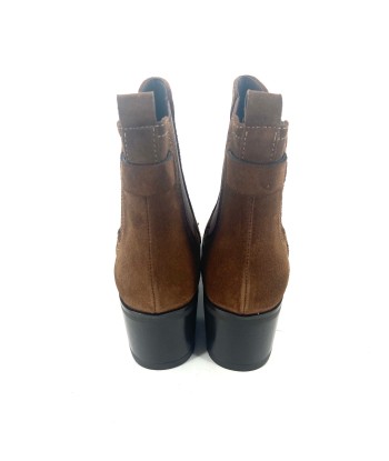 Chelsea Boots Talon Trotteur en Daim Cognac brillant des détails fins