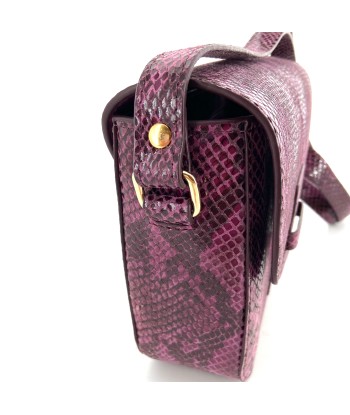 Sac LOUISE en Cuir Mauve Imprimé Python pas cher chine