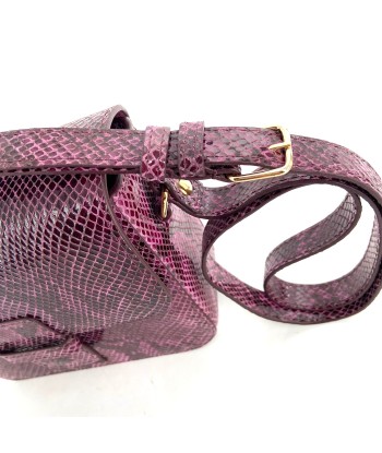 Sac LOUISE en Cuir Mauve Imprimé Python pas cher chine