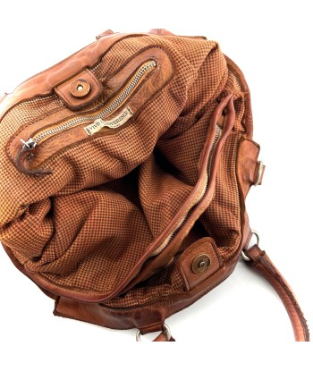 Sac TOKYO RIGA en Cuir Rusty Brown solde