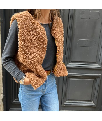 Gilet sans Manche Fausse fourrure Bouclettes Café / Muscade en ligne