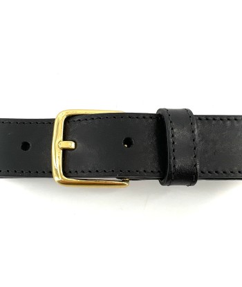 Ceinture en Cuir Noir Simple Boucle finition Vieil Or Par le système avancé 